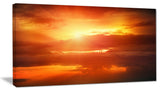 "Yellow Sunset Above Clouds" Oversized Beach Canvas Artwork, 32"x16"