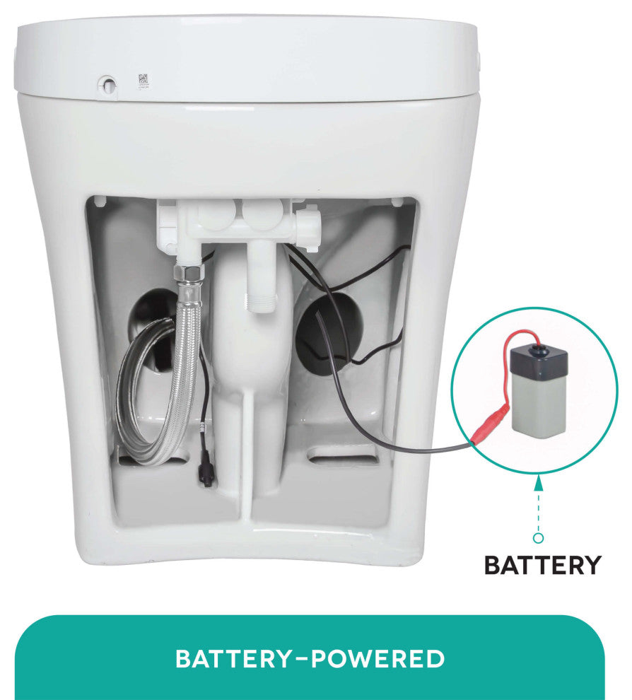 Fine Fixtures Modern Battery Powered One Piece Toilet Elongated, Touchless