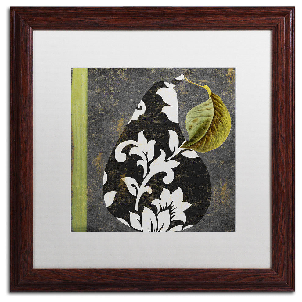 Color Bakery 'Decorative Pear II' Art, Wood Frame, White Matte, 16"x16"