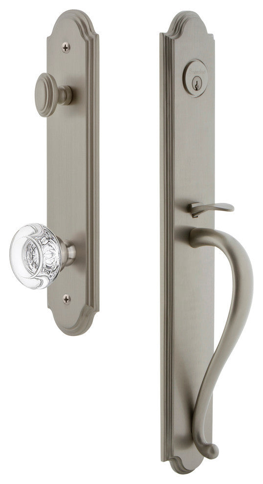 Arc 1-Piece Dummy Handleset, S Grip and Bordeaux Knob, Satin Nickel, 848428