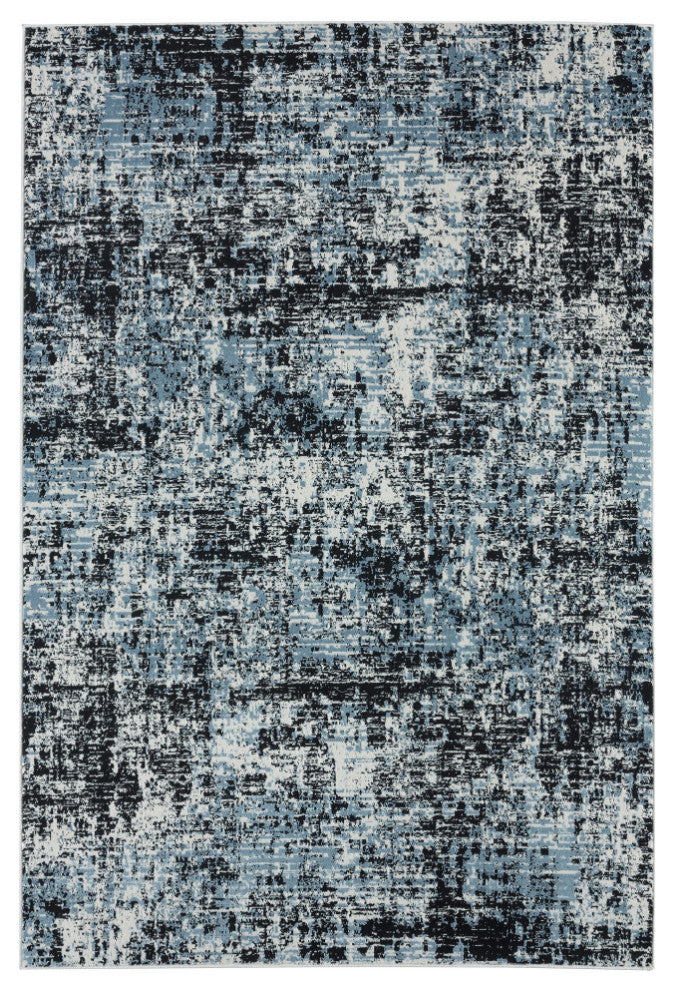 Abani Aspen Collection ASP130A Black Blue Abstract Area Rug