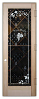 Wine Door - Grape Cluster Grape Ivy with Text - Douglas Fir (stain grade) -...