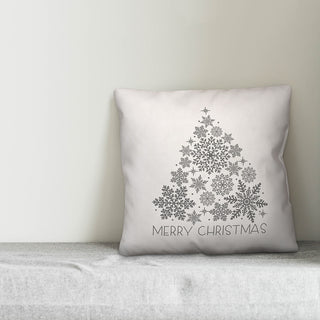 Merry Christmas Snowflake Tree 18"x18" Throw Pillow Cover