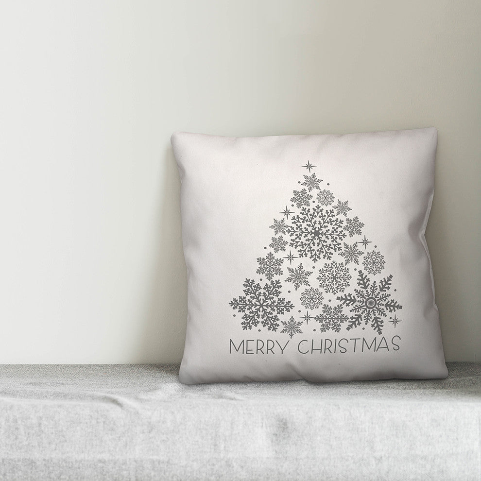 Merry Christmas Snowflake Tree 18"x18" Throw Pillow Cover