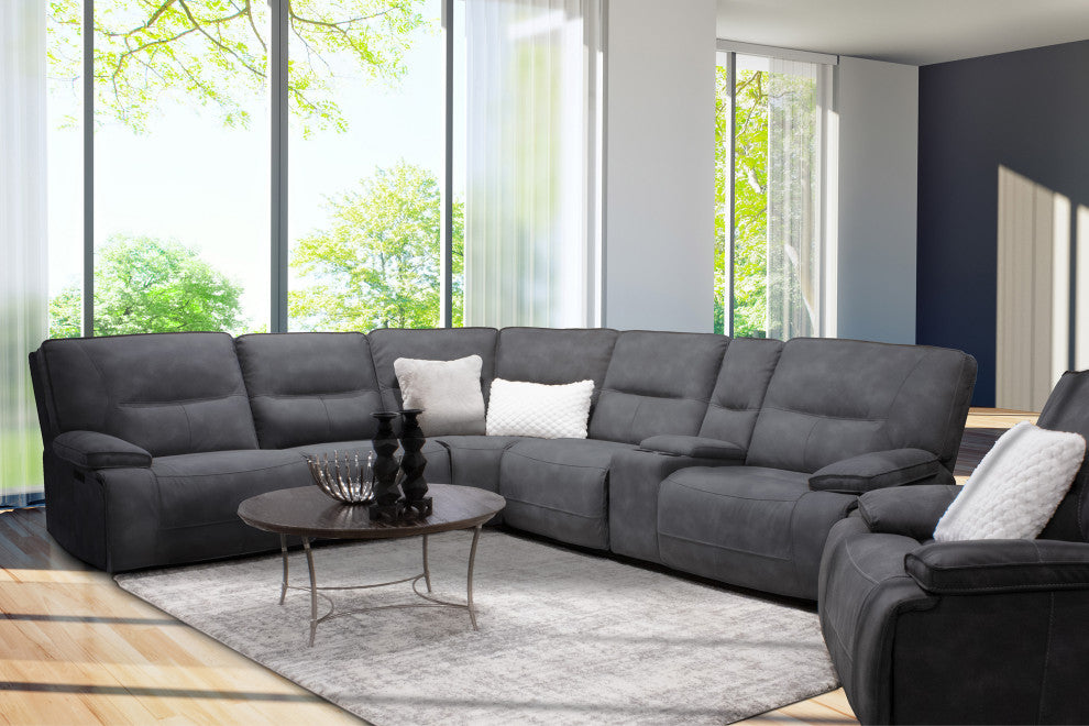 6 Piece Modular Power Reclining Sectional With Power Adjustable Headrests