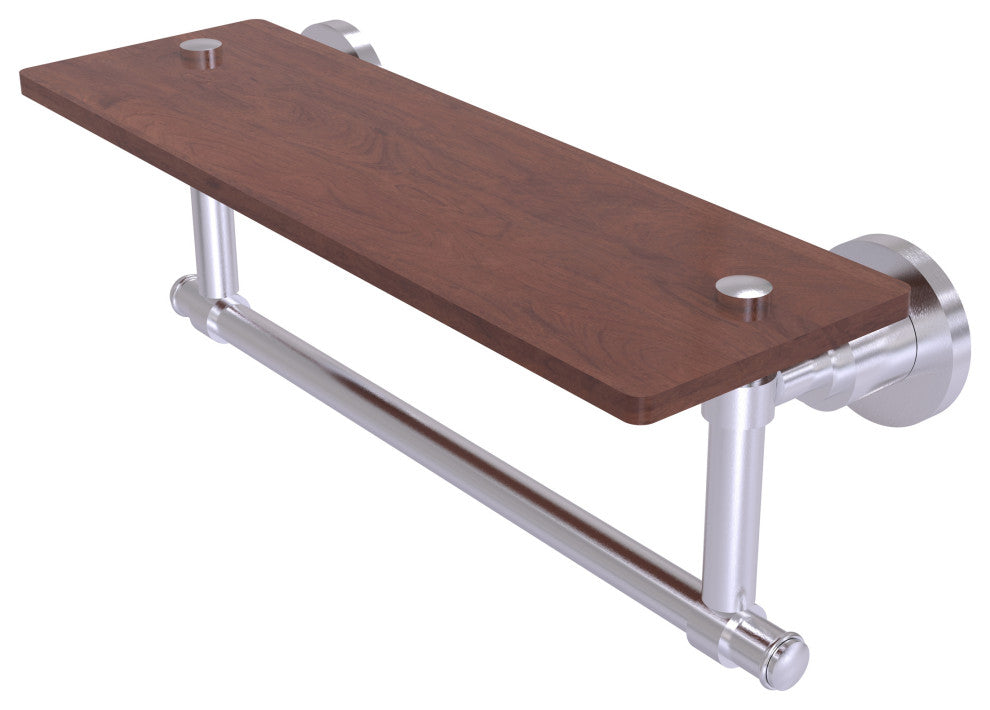 Washington Square 16" Solid Wood Shelf and Towel Bar, Satin Chrome