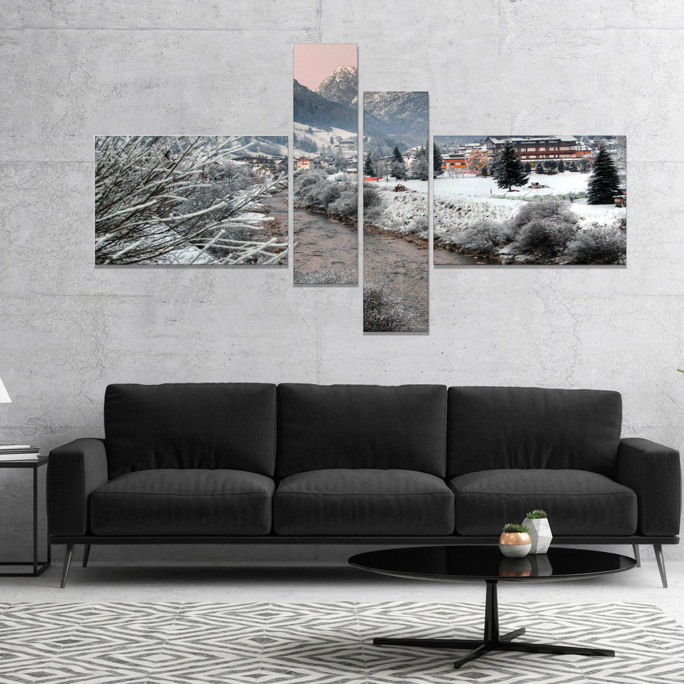 Dolomites Winter Italy, Landscape Photography Canvas Print, 60"x32", 4 panels