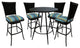 Outdoor Patio Bar Pub Set - 30" Erin Stools - Black Frame, Aqua Sun Stripe - Black, 30"