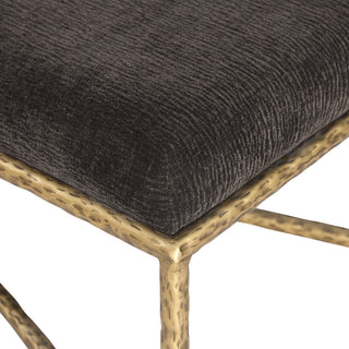 Valley Upholstered Bench, Brown, 25" W x 18" D, Gold, Chenille Fabric