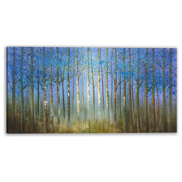 Blue Canopy Forest Hand-Painted Wall Art