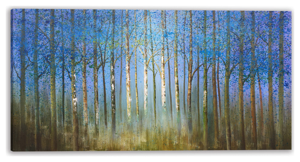 Blue Canopy Forest Hand-Painted Wall Art