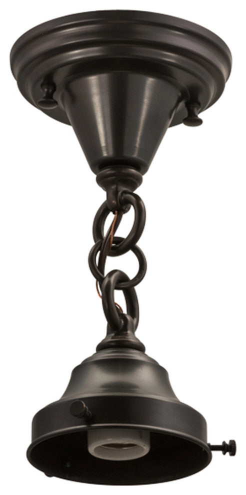 Meyda lighting 165491 5"W Revival Craftsman Brown on Brass 1-Light Flushmount