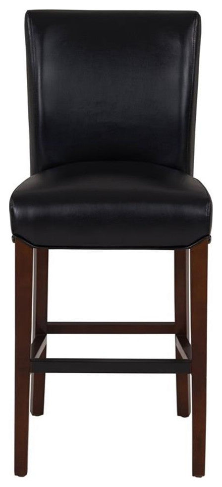 Pemberly Row Modern 26.5" Bonded Leather Counter Stool in Black