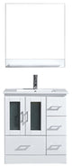 Virtu Zola Single Bathroom Vanity, White, Polished Chrome Faucet, Mirror, 31.89"
