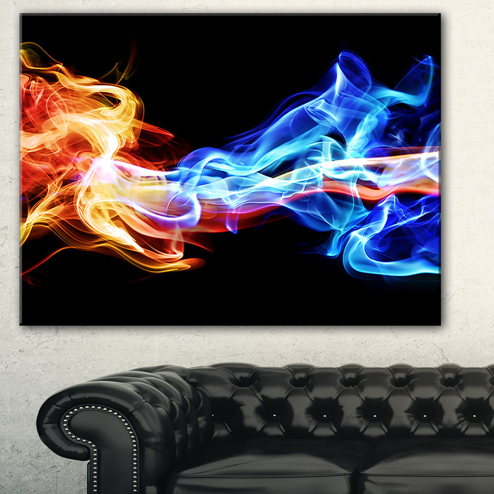"Red and Blue Smoke" Abstract Digital Canvas Print, 32"x16"