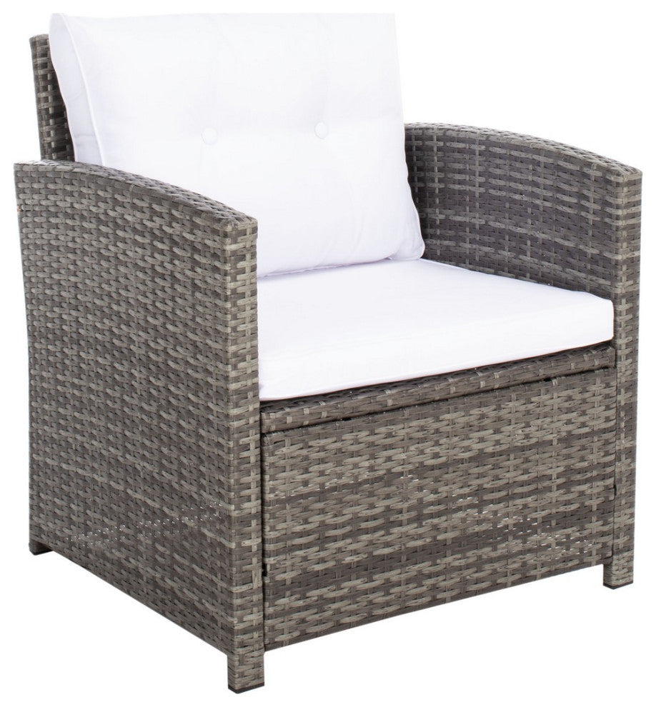 Safavieh Outdoor Vellor 4 Piece Living Set Grey Brown/White