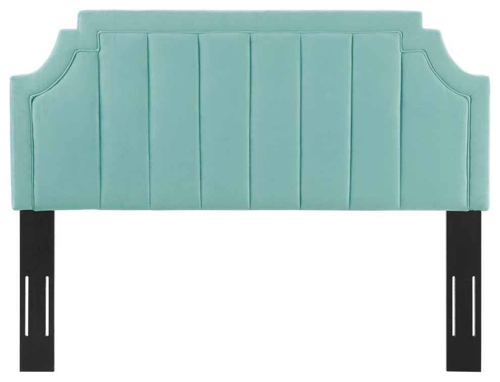 Alyona Channel Tufted Performance Velvet Full/Queen Headboard-Mint