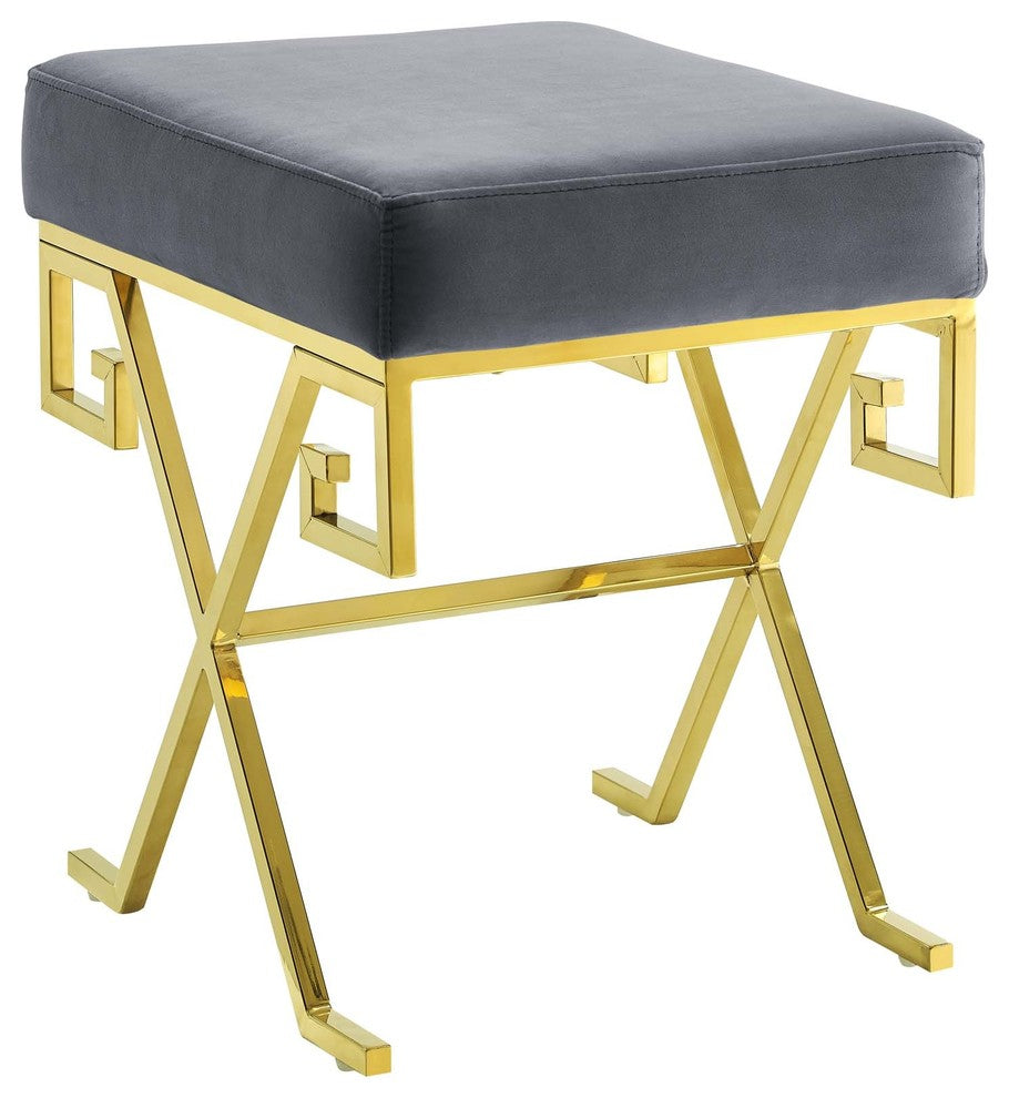 Twist Velvet Bench Gold Gray