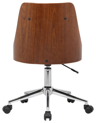 Diamond Chrome Mid-Century Office Chair With Walnut Veneer Back, Black