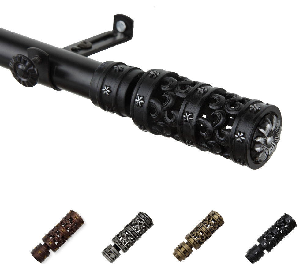 Phillip 13/16" Diameter Curtain Rod, Black, 18-28"