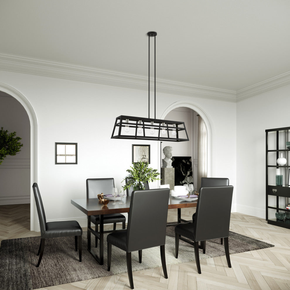 Schofield 5 Light Black With Brushed Nickel Accents Linear Chandelier