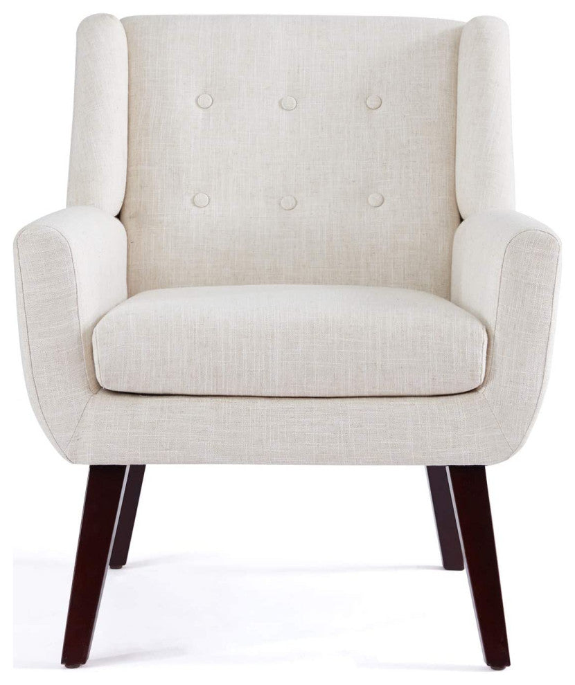 Accent Chair, Button Tufted Upholstered Sofa Chairs, Comfy Linen Fabric Armchair