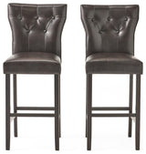GDF Studio Pierre Brown Leather Barstools, Set of 2, Brown Leather, Bar Height