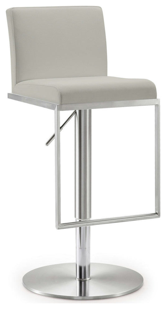 TOV Furniture Amalfi Light Grey Stainless Steel Barstool
