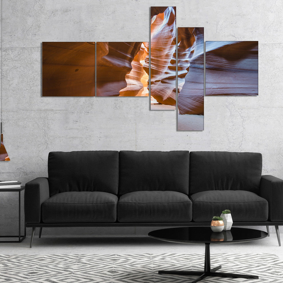 Antelope Canyon Glow Inside, Landscape Photo Canvas Print, 60"x32", 5 panels