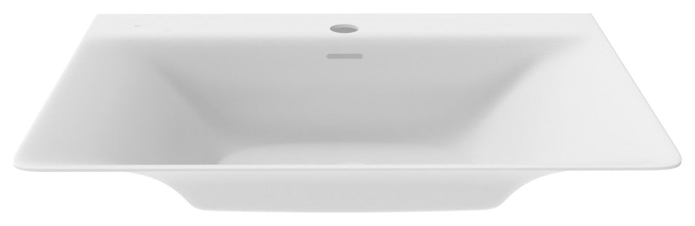 CastelloUSA Carmella Minimalist Wall Mount Bathroom Sink, White, 24''