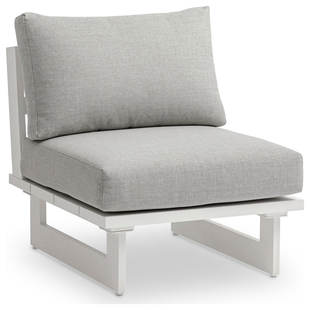 Maldives Outdoor Patio Armless Chair, Grey, White Frame