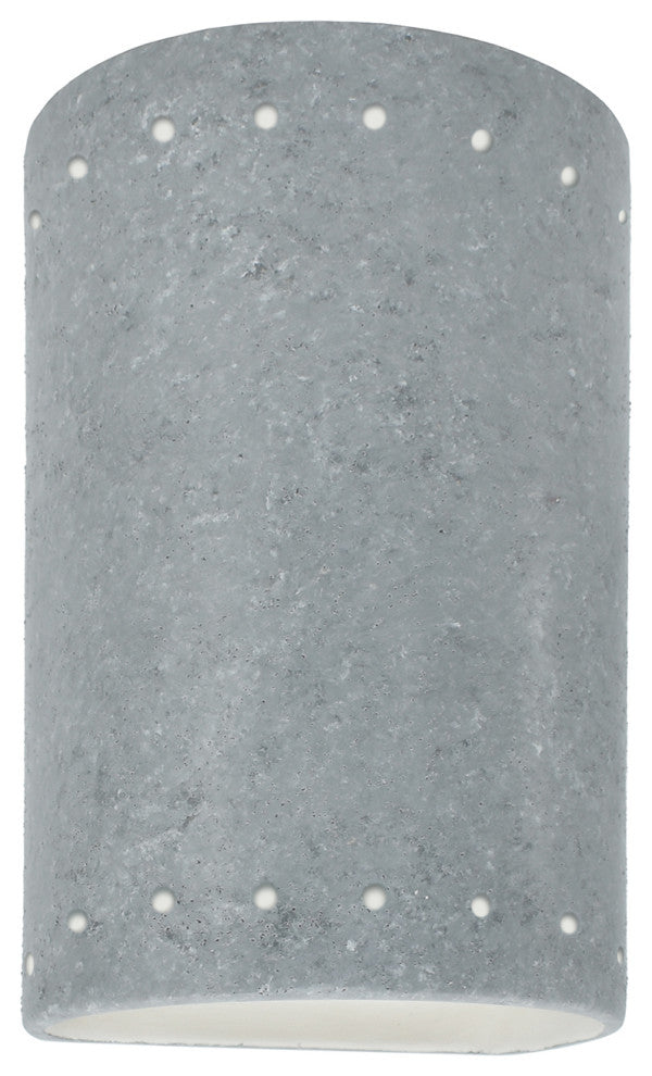 Ambiance ADA Small Cylinder, Perfs Outdoor Wall Sconce, Closed, Concrete, LED