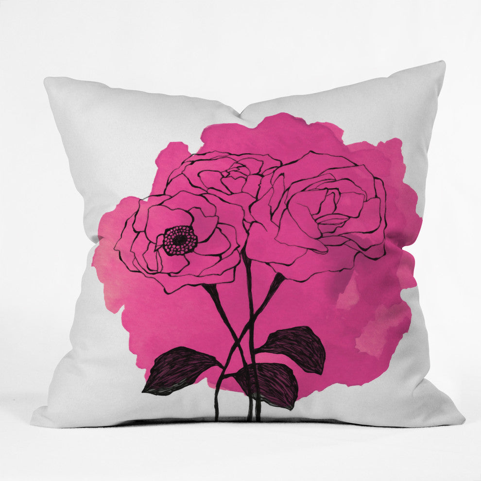 Deny Designs Morgan Kendall Pink Spray Roses Outdoor Throw Pillow