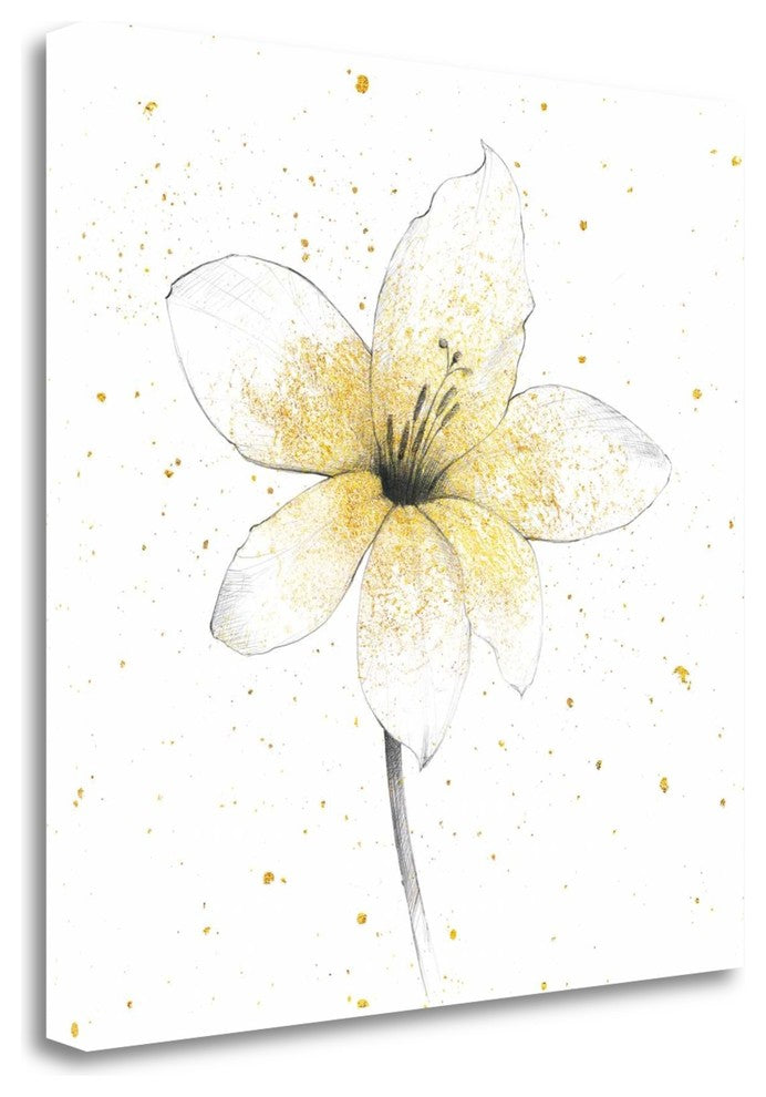 "Gilded Graphite Floral II" By Avery Tillmon, Giclee on Gallery Wrap Canvas