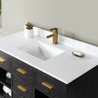 Kesia Black Oak Bathroom Vanity Set, 48", Without Mirror