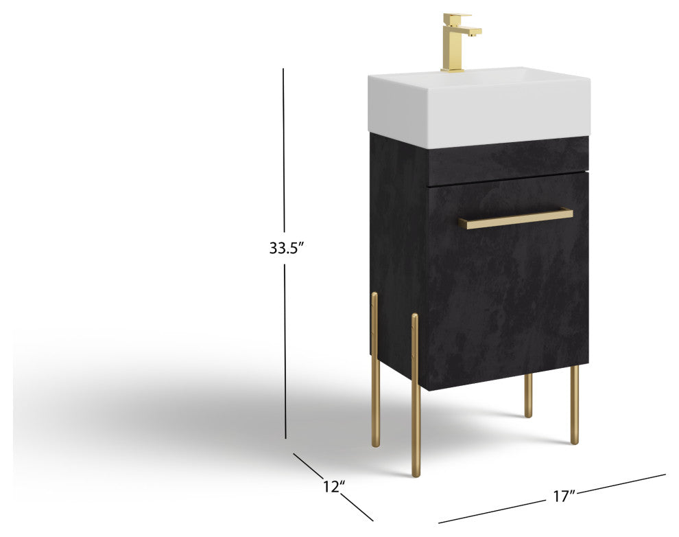 Ravena, Bathroom Vanity, Black, 18", Single Sink, Freestanding