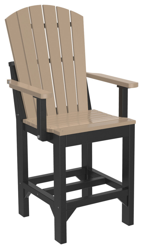 Set of 4 Poly Adirondack Dining Chairs, Weatherwood & Black, Arm Chair, Counter Height