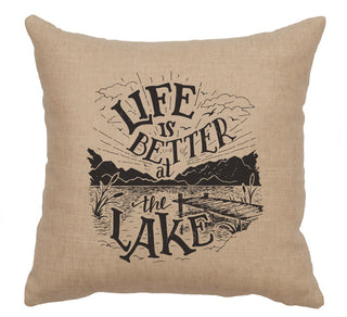 Image Pillow 16x16 Life is Better Linen Natural