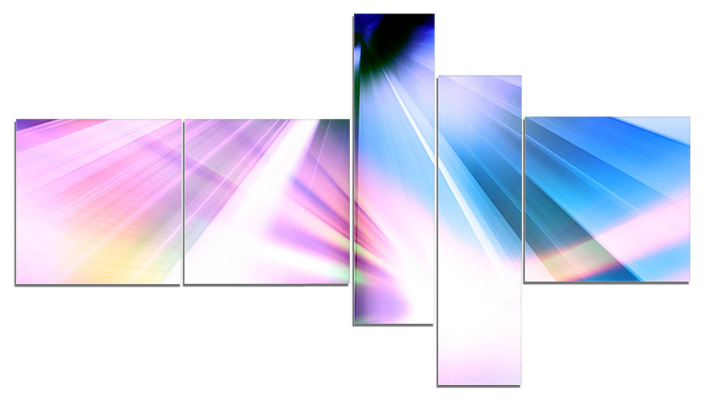 Rays of Speed Blue, Abstract Canvas art print, 60"x32", 5 panels