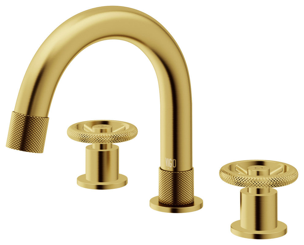 VIGO Wythe 8" H 2-Handle Widespread Bathroom Faucet, Matte Brushed Gold