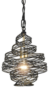 Varaluz 240P01 Flow 10"W Wood Pendant - Matte Black / French Gold