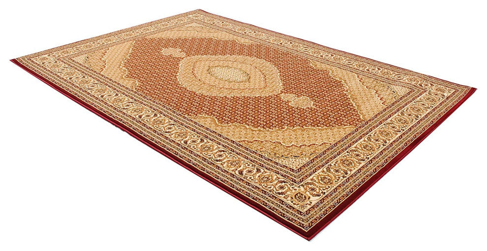 3" x 8" Red and Beige Medallion Runner Rug