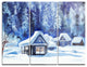 "Blue Winter Cottages" Metal Wall Art, 3 Panels, 36"x28"