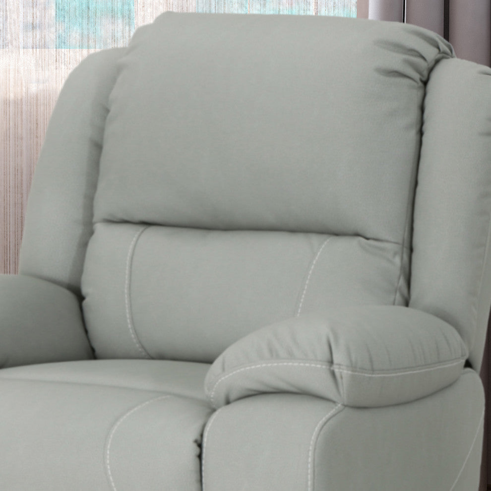 GDF Studio Teresa Classic Tufted Leather Swivel Recliner, Light Gray/Black