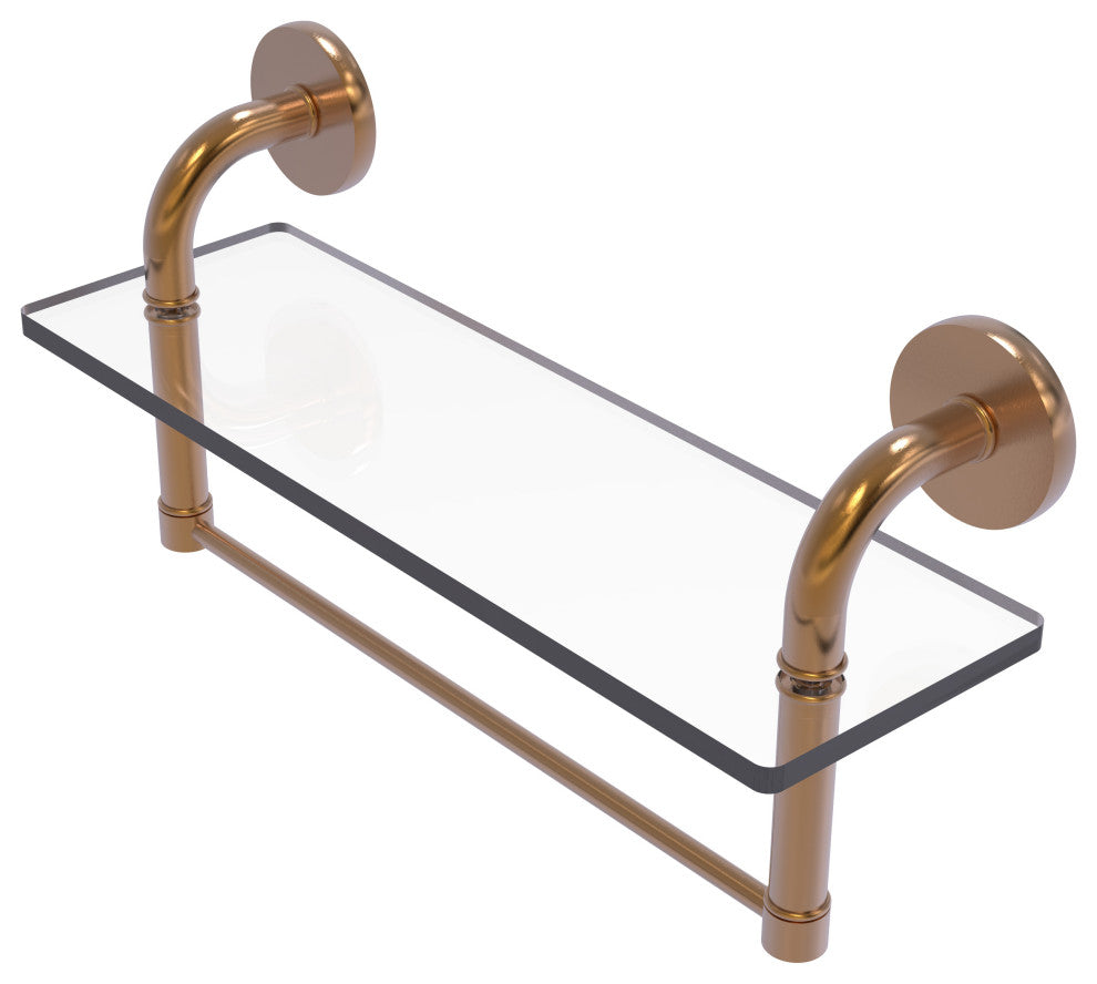 Remi 16" Glass Vanity Shelf with Towel Bar, Brushed Bronze