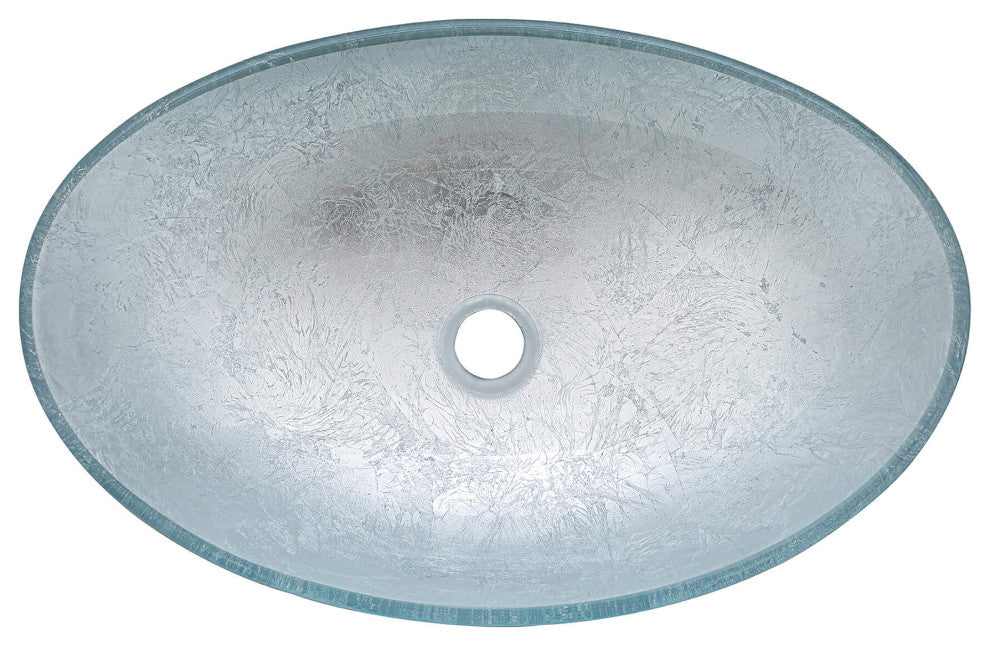 Fine Fixtures modern Glass Vessel Oval 20x14, Silver