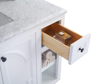 Odyssey, 48, White Cabinet With White Stripes Marble Countertop