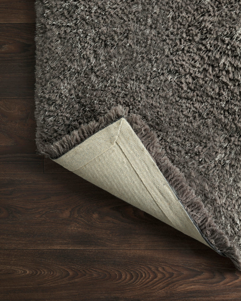 Hand Tufted Polyester Mila Shag Area Rug by Loloi II, Charcoal, 7'9"x9'9"