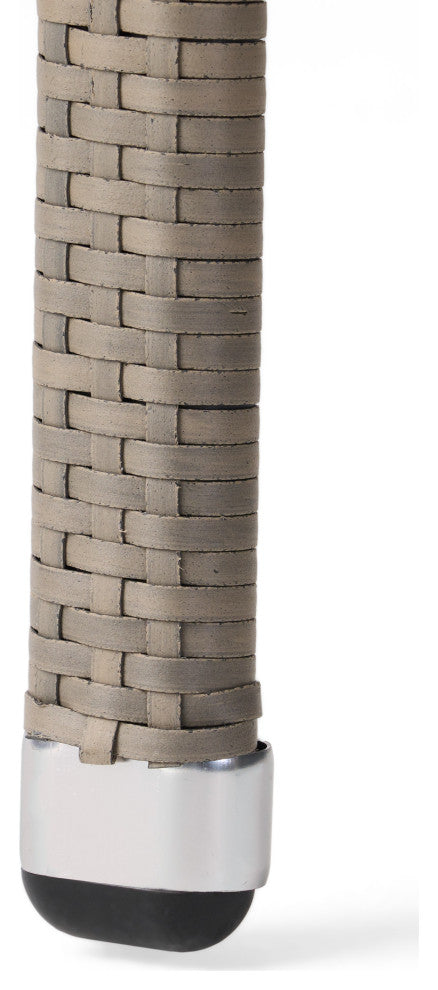 GDF Studio Dorside Outdoor Wicker Armless Stack Chairs With Aluminum Frame, Chateau Gray, Set of 4