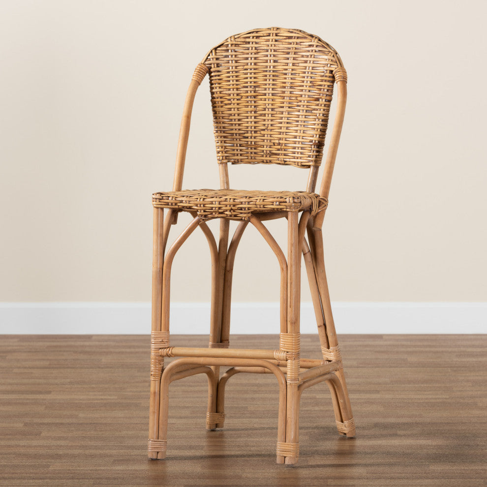 Neola Modern Bohemian Natural Rattan Bar Stool
